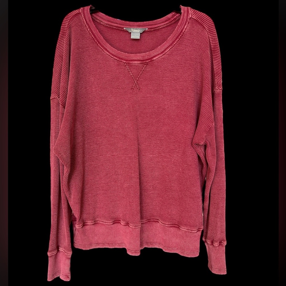 Natural Reflections acid-wash waffle long-sleeve sweatshirt size L.